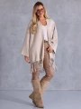 KARDIGAN Oversize z frędzlami IDA - beige