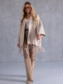 KARDIGAN Oversize z frędzlami IDA - beige