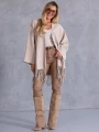 KARDIGAN Oversize z frędzlami IDA - beige