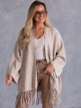 KARDIGAN Oversize z frędzlami IDA - beige