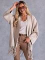 KARDIGAN Oversize z frędzlami IDA - beige