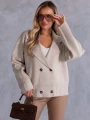 KARDIGAN Oversize Guziki Marynarka KALINA - beige