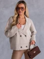 KARDIGAN Oversize Guziki Marynarka KALINA - beige