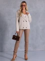 KARDIGAN Oversize Guziki Marynarka KALINA - beige