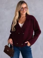 KARDIGAN Oversize Guziki Marynarka KALINA - bordo