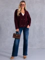 KARDIGAN Oversize Guziki Marynarka KALINA - bordo