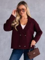 KARDIGAN Oversize Guziki Marynarka KALINA - bordo