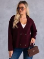 KARDIGAN Oversize Guziki Marynarka KALINA - bordo