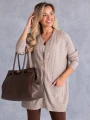 KARDIGAN Sweter ZAMEK Kieszenie SIMONA - Beige