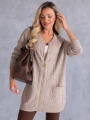 KARDIGAN Sweter ZAMEK Kieszenie SIMONA - Beige