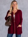 KARDIGAN Sweter ZAMEK Kieszenie SIMONA - Bordo