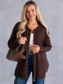 KARDIGAN Sweter ZAMEK Kieszenie SIMONA - Brąz