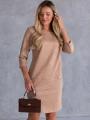 Sukienka prosta ala zamsz ALESSIA - beige