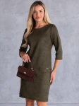 Sukienka prosta ala zamsz ALESSIA  - khaki