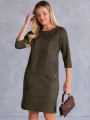 Sukienka prosta ala zamsz ALESSIA - khaki