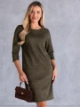 Sukienka prosta ala zamsz ALESSIA - khaki
