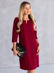 SUKIENKA Elegancka prosta z łezką EULA  - bordo