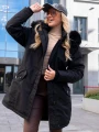 KURTKA Parka FUTERKO Kieszenie AISZA - Czarny