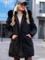 KURTKA Parka FUTERKO Kieszenie AISZA - Czarny