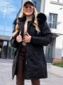 KURTKA Parka FUTERKO Kieszenie AISZA - Czarny