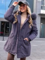 KURTKA Parka FUTERKO Kieszenie AISZA - Fiolet