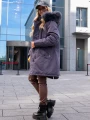 KURTKA Parka FUTERKO Kieszenie AISZA - Fiolet