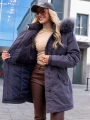 KURTKA Parka FUTERKO Kieszenie AISZA - Fiolet