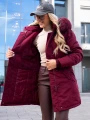KURTKA Parka FUTERKO Kieszenie AISZA - Bordo