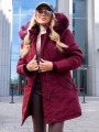 KURTKA Parka FUTERKO Kieszenie AISZA - Bordo