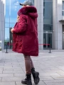 KURTKA Parka FUTERKO Kieszenie AISZA - Bordo