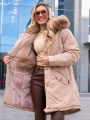 KURTKA Parka FUTERKO Kieszenie AISZA - Beige