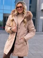 KURTKA Parka FUTERKO Kieszenie AISZA - Beige