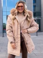 KURTKA Parka FUTERKO Kieszenie AISZA - Beige
