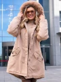 KURTKA Parka FUTERKO Kieszenie AISZA - Beige
