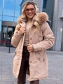 KURTKA Parka FUTERKO Kieszenie AISZA - Beige