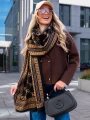 LARINA Szal dwustronny we wzory - karmel