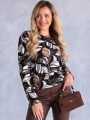 Klasyczna BLUZKA we wzory SORELLA - liście brown