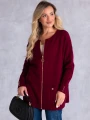 Sweter KARDIGAN ZAMEK Kieszenie VALESKA - Bordo