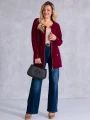 Sweter KARDIGAN ZAMEK Kieszenie VALESKA - Bordo