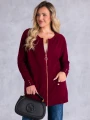 Sweter KARDIGAN ZAMEK Kieszenie VALESKA - Bordo