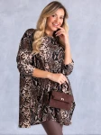 Bluzka we wzory plus size - brown