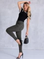 SPODNIE Rurki z Przeszyciami BRIANA - Khaki