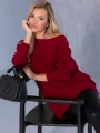 SWETER Gładki CIEPŁY Dłuższy Tył ALEXA - Bordo