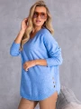 SWETER Złote GUZIKI Dekolt Serek ALISS - Baby blue