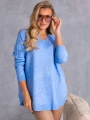 SWETER Złote GUZIKI Dekolt Serek ALISS - Baby blue