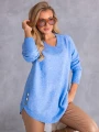 SWETER Złote GUZIKI Dekolt Serek ALISS - Baby blue