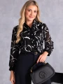 BLUZKA Koszulowa ELEGANCKA Falbanki AVEN - Czarny