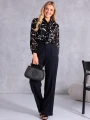BLUZKA Koszulowa ELEGANCKA Falbanki AVEN - Czarny