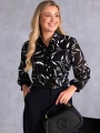 BLUZKA Koszulowa ELEGANCKA Falbanki AVEN - Czarny