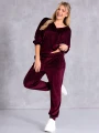 Welurowy KOMPLET Dresowy ESTERA - bordo